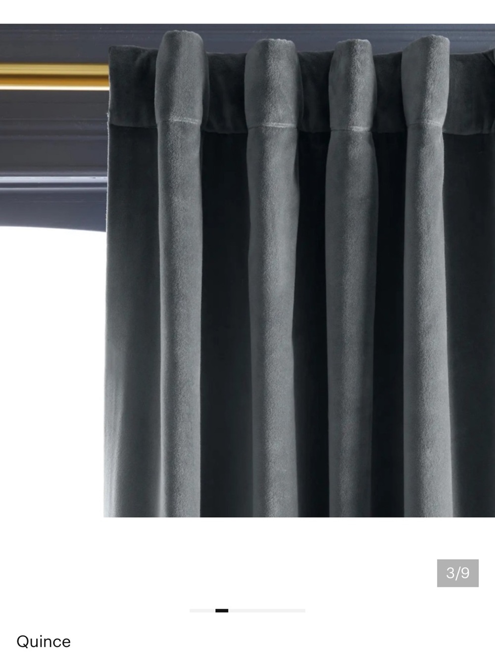 NWT QUINCE 48x96 Cotton Velvet Room Darkening Curtain Slate 3544